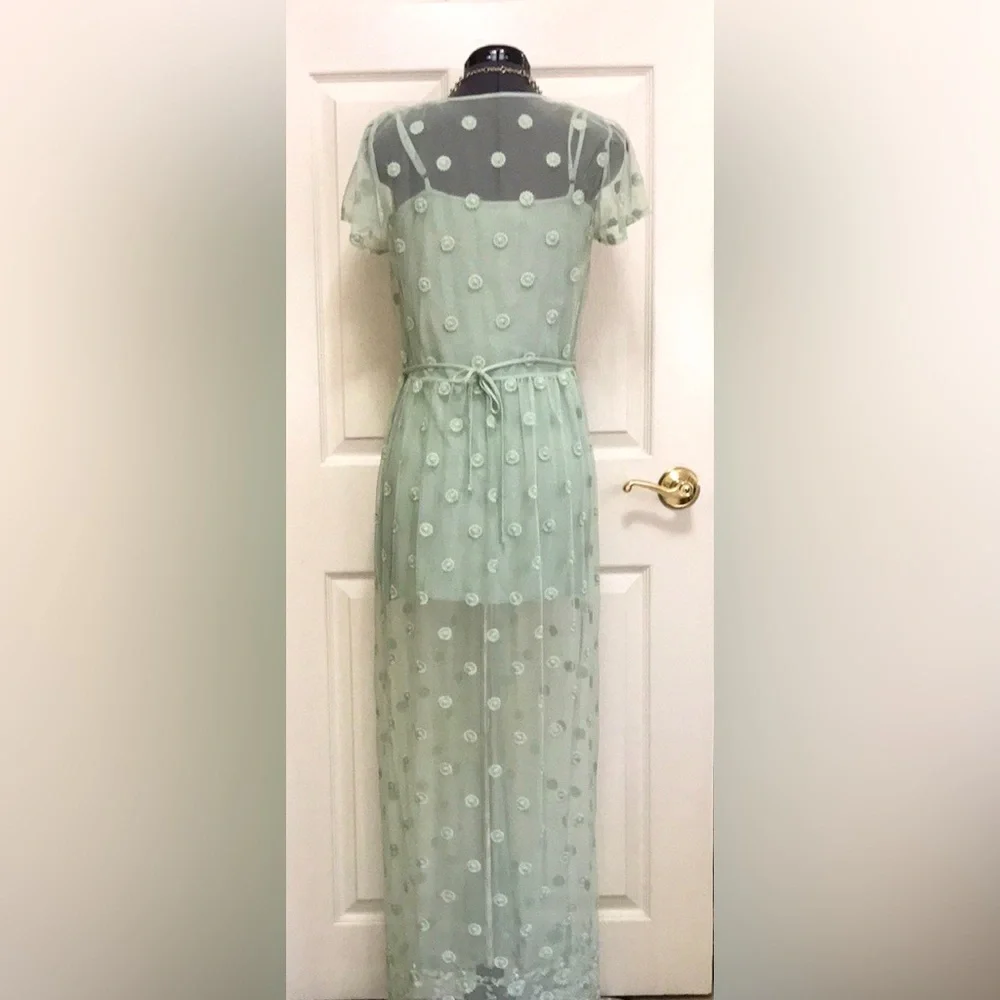 Abercrombie & Fitch Mint Embroidered Maxi Dress